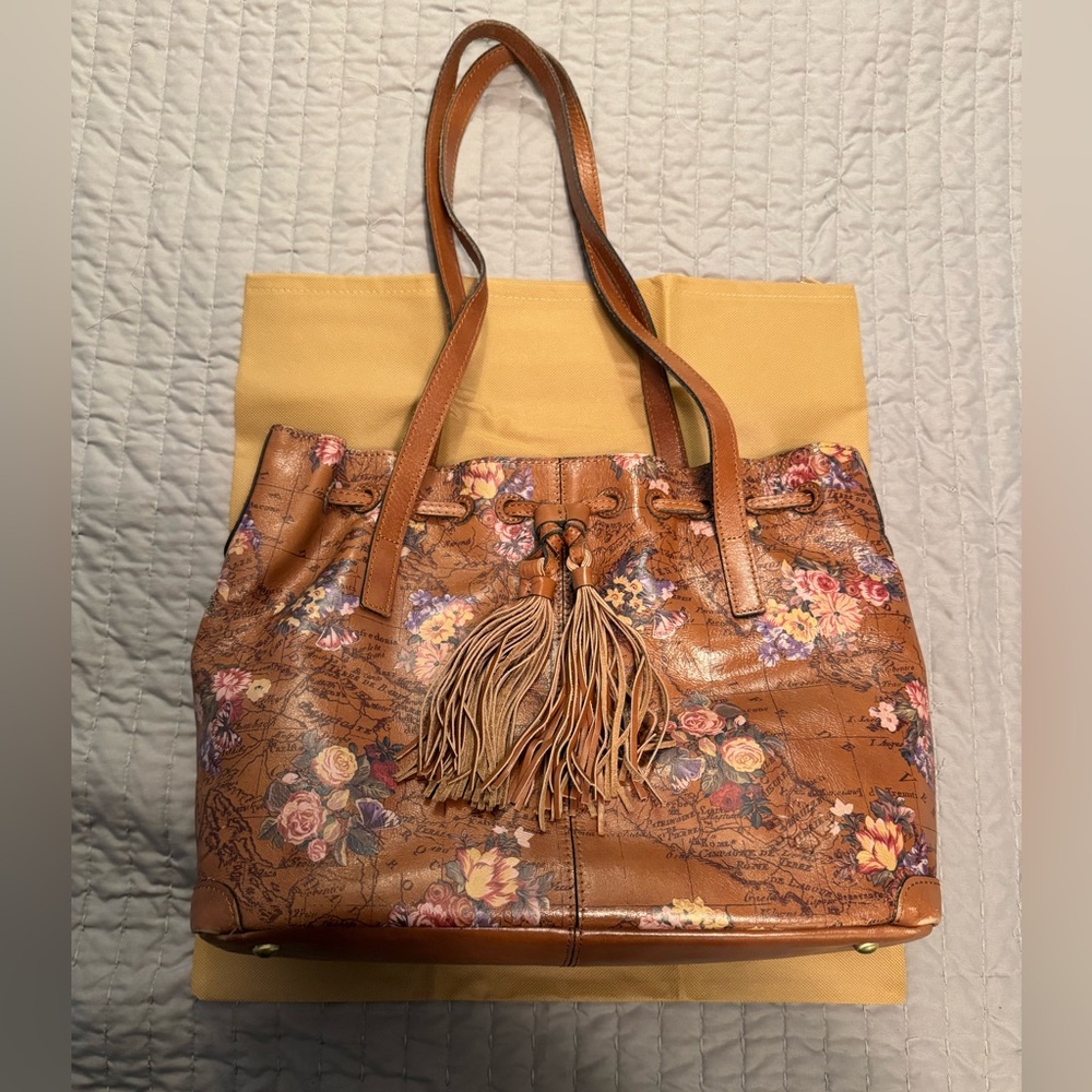 Patricia Nash Witney Drawstring Tote - Garden Floral Map